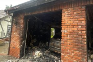 Brick garage burned out after a garage fire