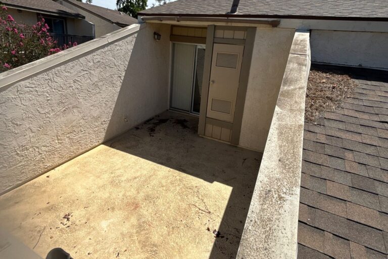 Upstairs deck being checked during leak detection on a condo in Moorpark